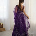 Purple Color Net Fabric Sequence& Dori Work Lehengaa