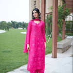 Faux Gergette Embroidery Work Top Plazzo