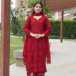 Faux Gergette Embroidery Work Top Plazzo