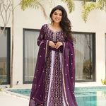 Premium Look Faux Georgette Sequins Embroidery Work Gown
