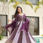 Premium Look Faux Georgette Sequins Embroidery Work Gown