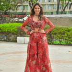 Red Color Satin Silk With Embroidery Work Koti Plazzo