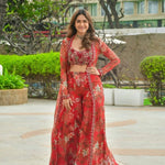 Red Color Satin Silk With Embroidery Work Koti Plazzo